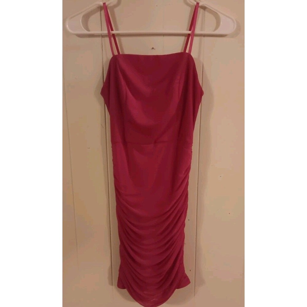 Pink Bodycon Dress  Ruched Size Small Y2k Retro Party